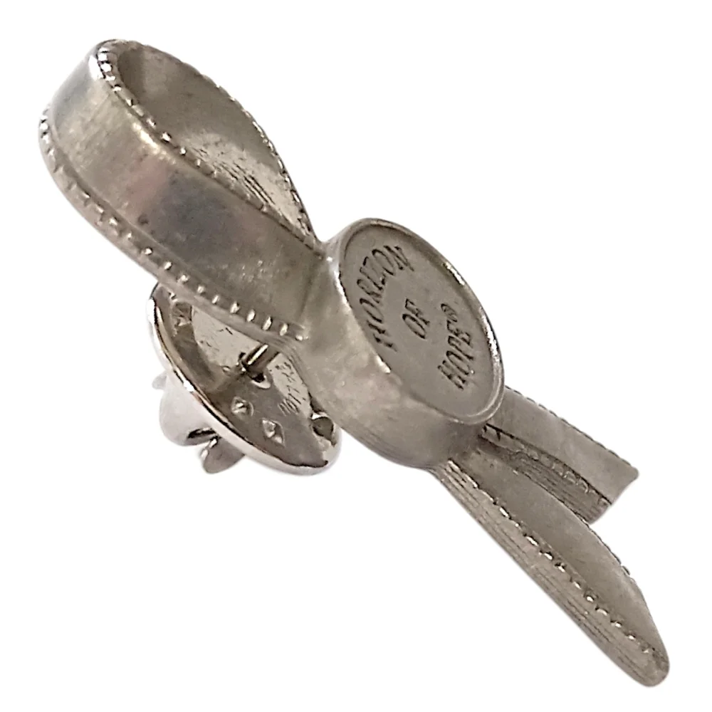 Longaberger Horizon of Hope Lapel Pin Basket‎ Tie On Pewter Vintage USA Ribbon